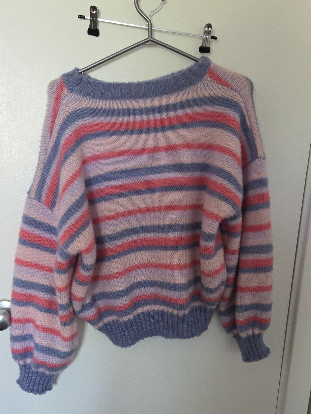 Striped Pastel Crewneck Sweater - Pink & Lavender
